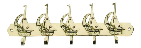 Schlüsselhaken mit 5 Segelbooten