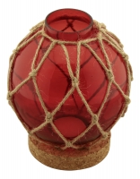 Fishermens glass ball in net with tealight & cork base