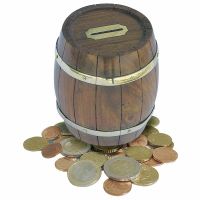 Coin box in barrel shape