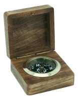 Compass fixed in wooden box